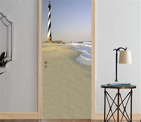 3d Low Tide Beach Door Mural Aj Wallpaper