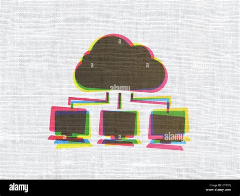 Cloud computing concept: Cloud Network on fabric texture background Stock Photo - Alamy