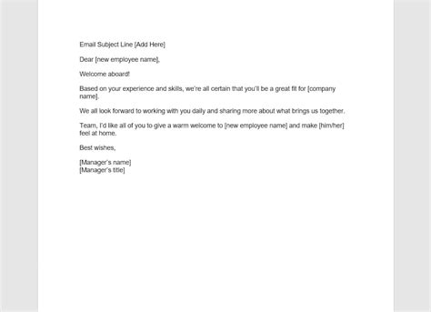 New Employee Welcome Email New Employee Welcome Email Template New