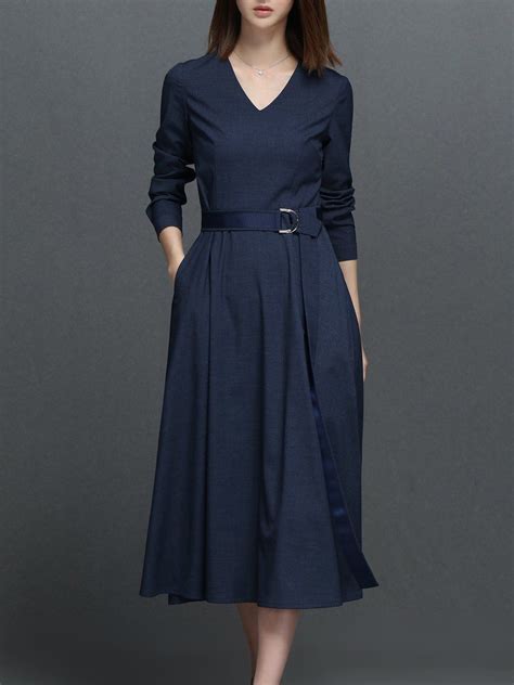 Adorewe Stylewe Midi Dresses Designer Roeyshouse Dark Blue Long