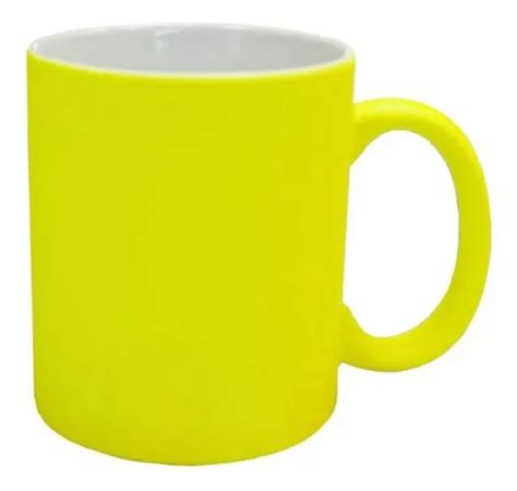 Taza Fluo Para Sublimar Con Caja Individual 11 Onzas Color Amarillo