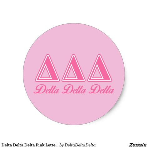 Delta Delta Delta Pink Letters Classic Round Sticker | Zazzle | Pink ...