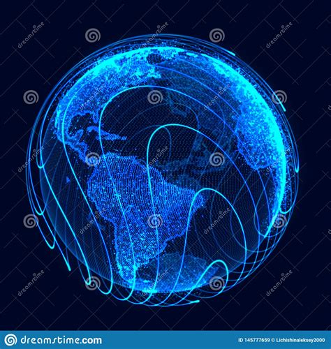 Concepto De La Red Global Punto Del Mapa Del Mundo Tierra Del Planeta