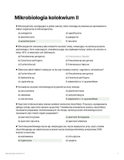 Mikrobiologia Kolokwium Ii Mikrobiologia Kolokwium Ii Mikroorganizmy