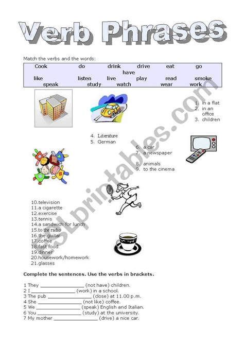 verb phrases - ESL worksheet by borna - Worksheets Library