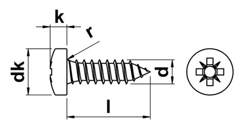 No 6 Pozi Pan Self Tapping Screws Type C AB ISO 7049 DIN 7981Z In