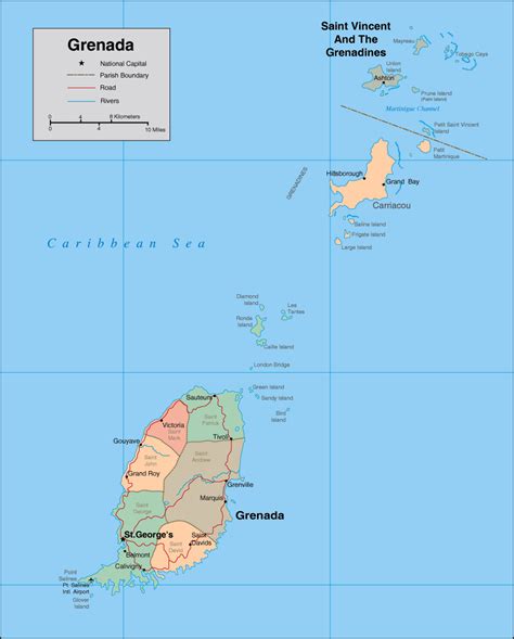 Detailed Political Map Of Grenada Grenada Detailed Political Map