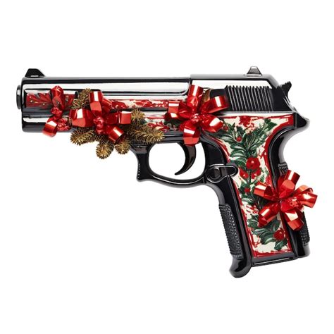 Premium AI Image Gun With Christmas Decoration Isolated On White