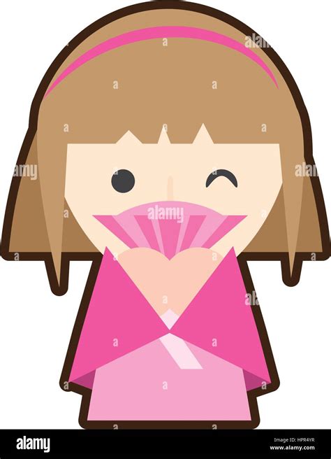 Cartoon Japanese Girl Performing Fan And Diadem Stock Vector Image