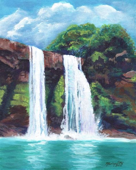 Wailua Falls Kauai Kauai Art Print Kauai Waterfall Art Hawaiian Art