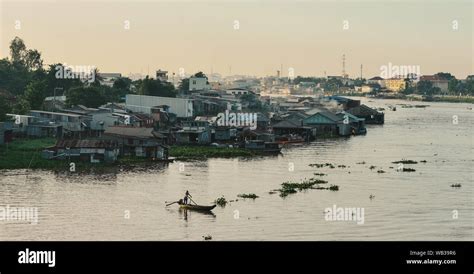 Floating Houses On Mekong River In Chau Doc Vietnam Chau Doc Is A