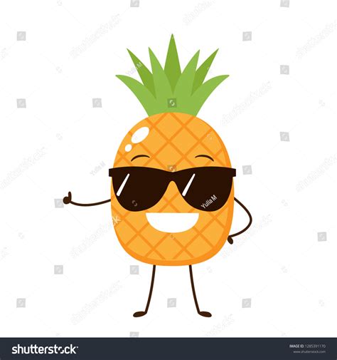 Happy Pineapple Cartoon Character Sunglasses Vector Stock Vector Royalty Free 1285391170