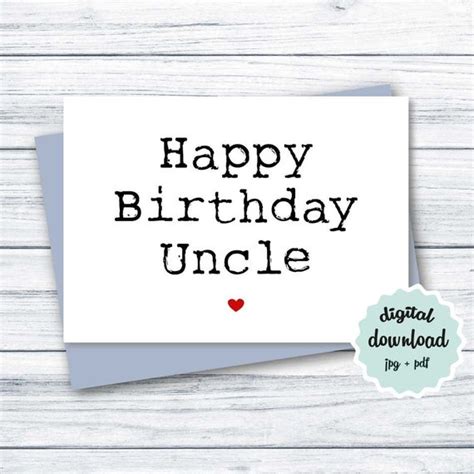 Uncle Card Birthday Card Uncle PRINTABLE Uncle Birthday Card