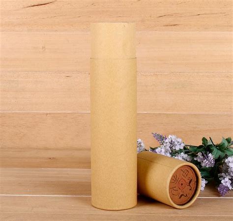 Custom Eco Friendly Natural Brown Cylinder Kraft Paper Round Box Empty