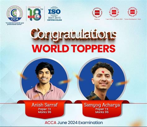 World Toppers From CCA Shine In ACCA June 2024 Exams