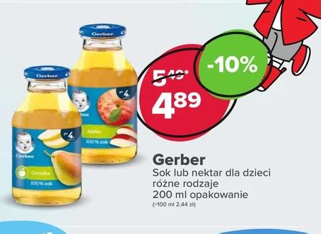 Gerber Sok 100 jabłko winogrona dla niemowląt po 4 miesiącu 200 ml