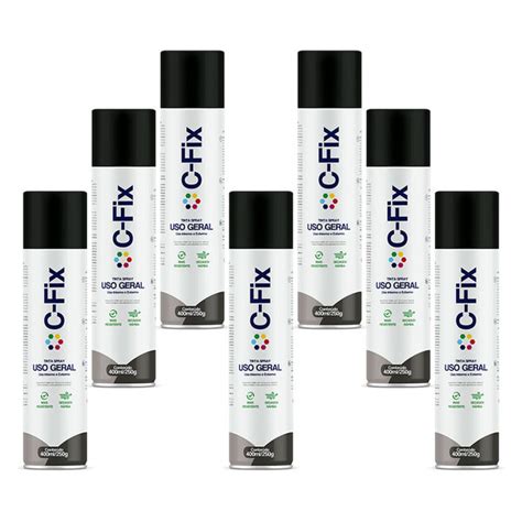 Kit 7 Tintas Spray Preto Brilhante Uso Geral 400ml C Fix Leroy Merlin