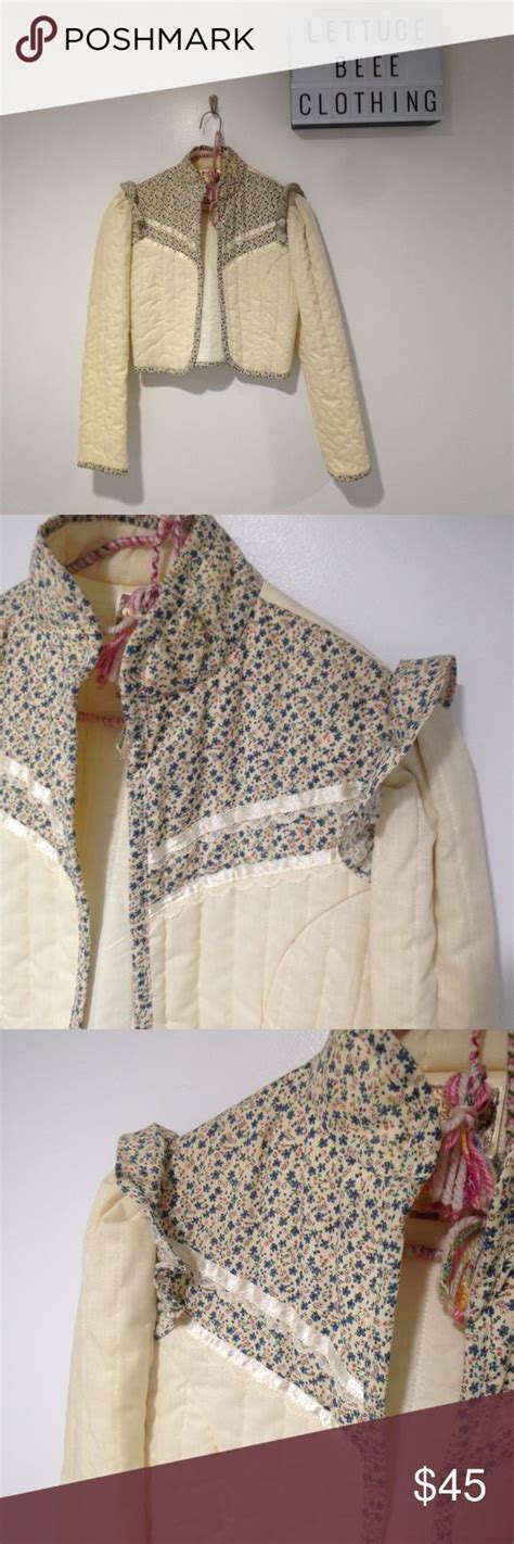 Vtg Gunne Sax Quilted Prairie Jacket Coat Cream Xs