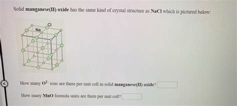 Solved Solid Nickel Oxide Has The Same Kind Of Crystal Chegg