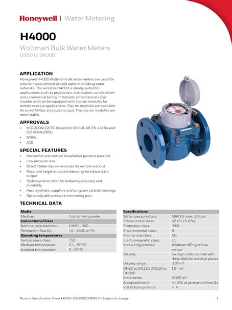 Honeywell Water Meter | PDF | Flow Measurement | Mechanical Engineering