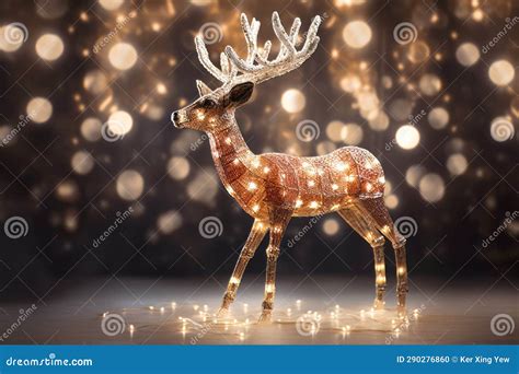 Bokeh Lights with Sparkling Reindeer Stock Illustration - Illustration ...