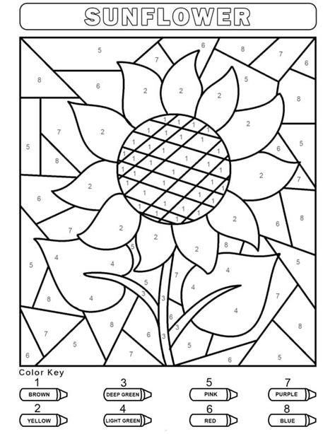 Easy Rose Color By Number Coloring Page Free Printable Coloring Pages