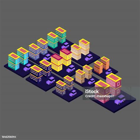 Ilustrasi Vektor Bangunan Datar Modern Isometrik Vektor Isometrik Kota