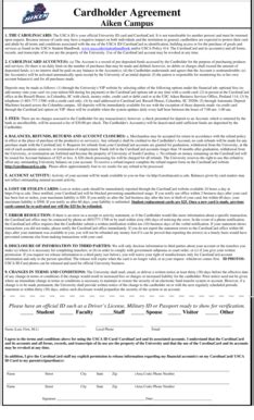 Fillable Online Web Usca Cardholder Agreement The University Of South