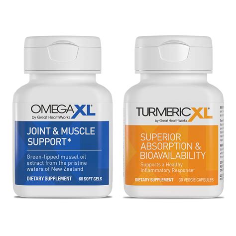 Omegaxl Powerful Joint And Muscle Support Supplement 60 Count And Turmericxl Healthy