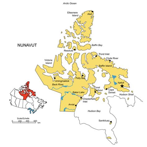 Nunavut, Canada Province PowerPoint Map, Highways, Waterways, Cities ...