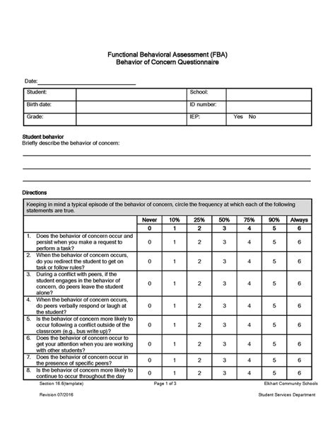 12 Functional Behavioral Assessment Fba Examples