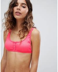 Women S Hot Pink Bikini Tops By Bershka Lookastic