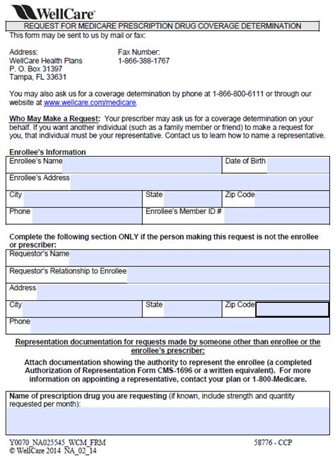 Free Wellcare Prior Prescription Rx Authorization Form Pdf