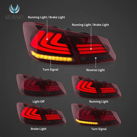 13 17 Honda Accord 9th Gen Sedan Vland LED Tail Lights