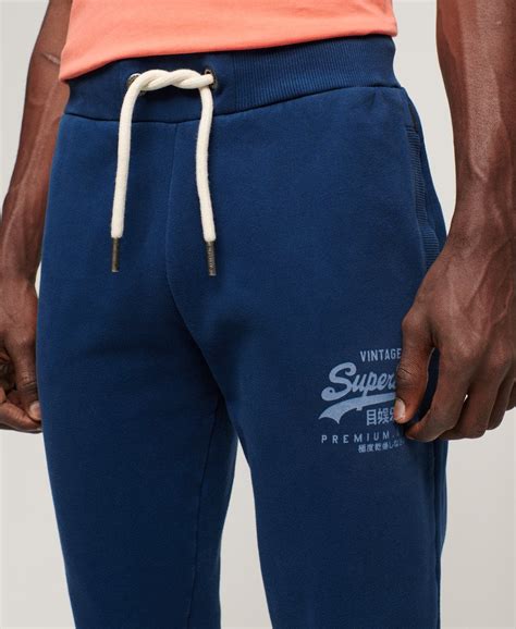 Mens Classic Vintage Logo Heritage Joggers In Pilot Mid Blue Superdry