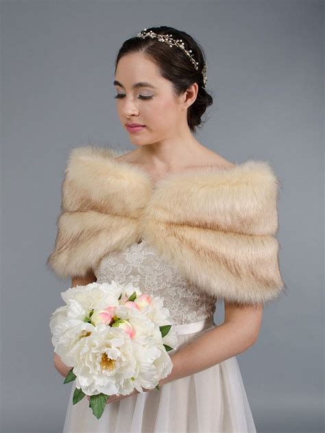 Champagne Faux Fur Wrap Bridal Stole Shawl B003 Champagne Faux Fur Wrap Faux Fur Stole