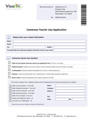 Cameroon Embassy Washington Visa Application - Fill Online, Printable ...