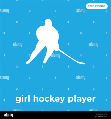 Girl Hockey Player Vector Icon Isolated On Blue Background Sign And Symbol Stock Vector Image