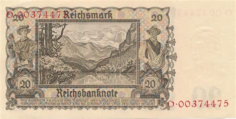 Deutschland Drittes Reich Deutsches Reich 20 Mark Reichsmark