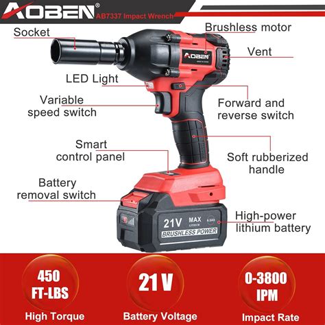 Buy AOBEN 21V Cordless High Torque Impact Wrench Set And AOBEN 21V 1 2