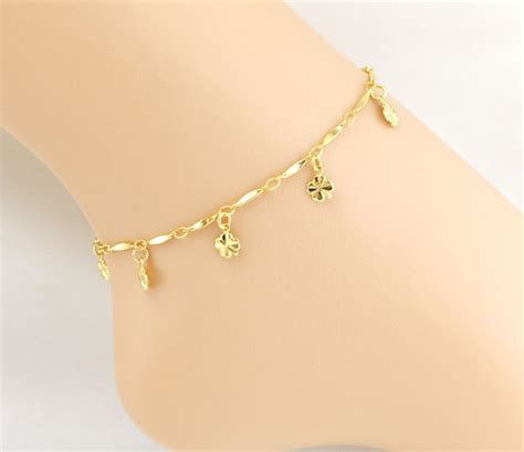 Gold Anklet Clover Tassel Leg Bracelet Foot Jewelry Ankle Bracelets For