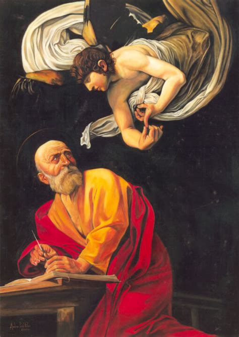 Caravaggio San Matteo E L Angelo Pittura Da Andrea Del Pesco Artmajeur