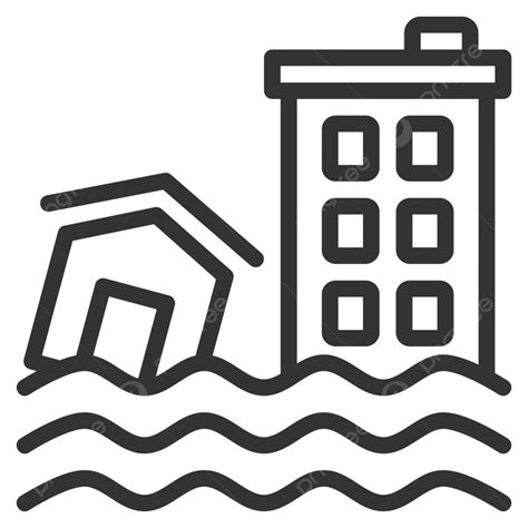 Inundación Icono Diseño Esquema Estilo Conjunto Casa Vector PNG