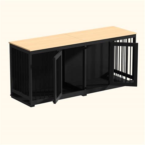 WIAWG 71 in. Heavy-Duty Wooden Large Dog Pens, Indoor Dog Crate House with Double Rooms for ...