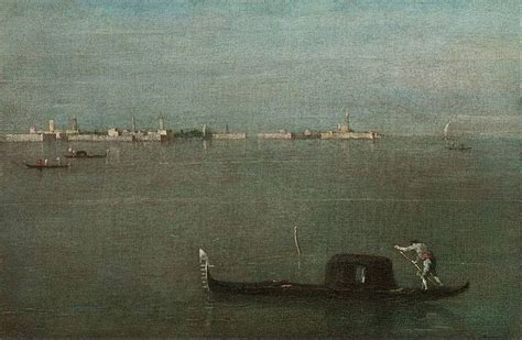 Venezia Francesco Guardi Gondola Sulla Laguna Laguna Verde Olio Su