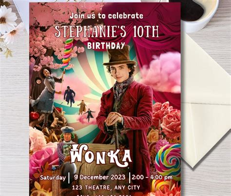 Willy Wonka Movie Invitation Wonka Birthday Invitation Willy Wonka