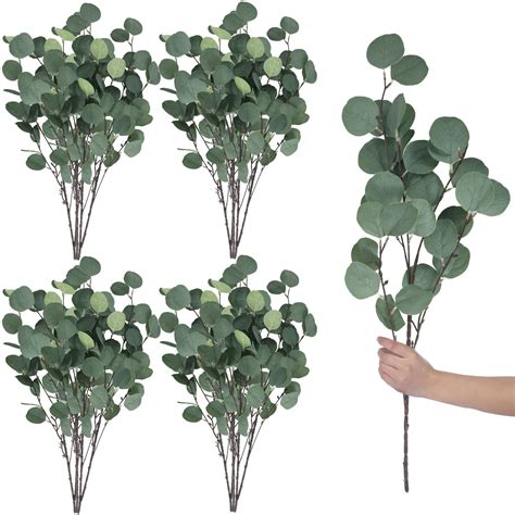 Buy Pcs Artificial Eucalyptus Stems Fake Eucalyptus Faux Greenery