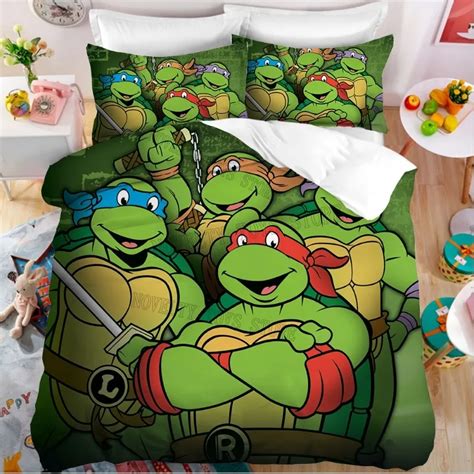 New New Teenage Mutant Ninja Turtles Bedding Set Duvet Cover Pillowcase Full King Queen Size