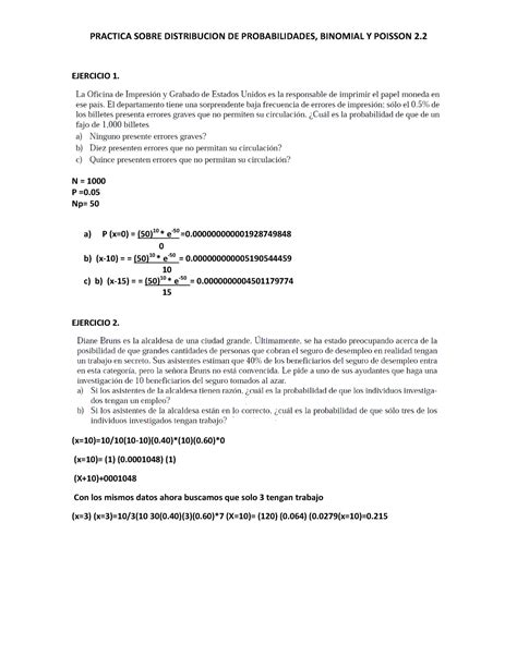 Practica Sobre Distribución Binomial Y Poisson EJERCICIO 1