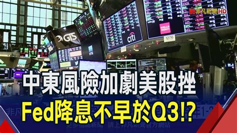 中東風險加劇vix飆今年新高道瓊跌近500點費半3 Fed傳聲筒降息不早於q3今年僅1 2次｜非凡財經新聞｜20240413